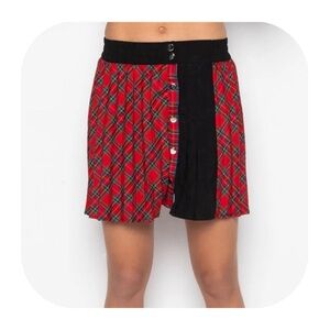 NWT Akira S red plaid pleated mini skirt